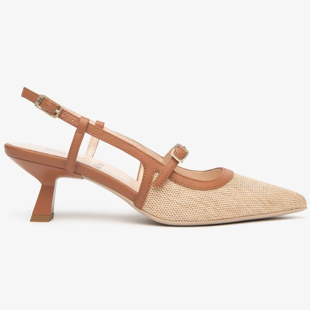 Nerogiardini Sling-back in pelle e tessuto da donna E615471D