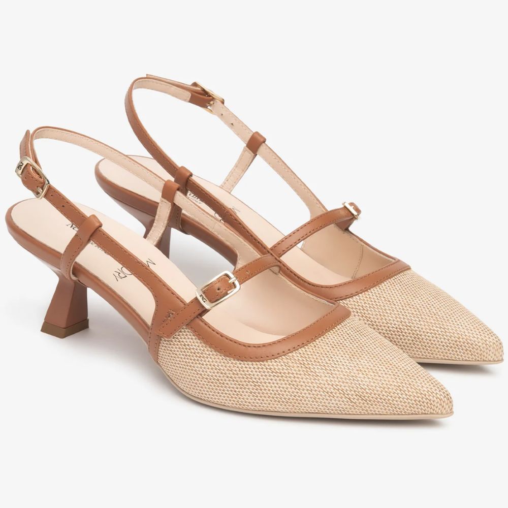 Nerogiardini Sling-back in pelle e tessuto da donna E615471D