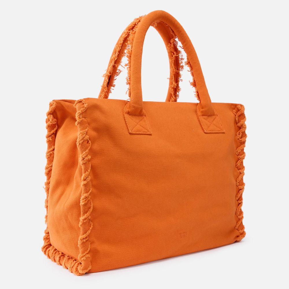 Pinko Borsa shopper media Beach icon logo e dettagli sfrangiati 106673-A3A4