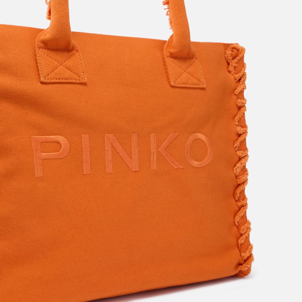 Pinko Borsa shopper media Beach icon logo e dettagli sfrangiati 106673-A3A4