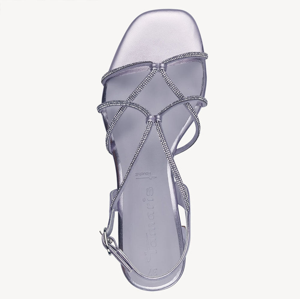 Sandalo da donna Tamaris in ecopelle con strass