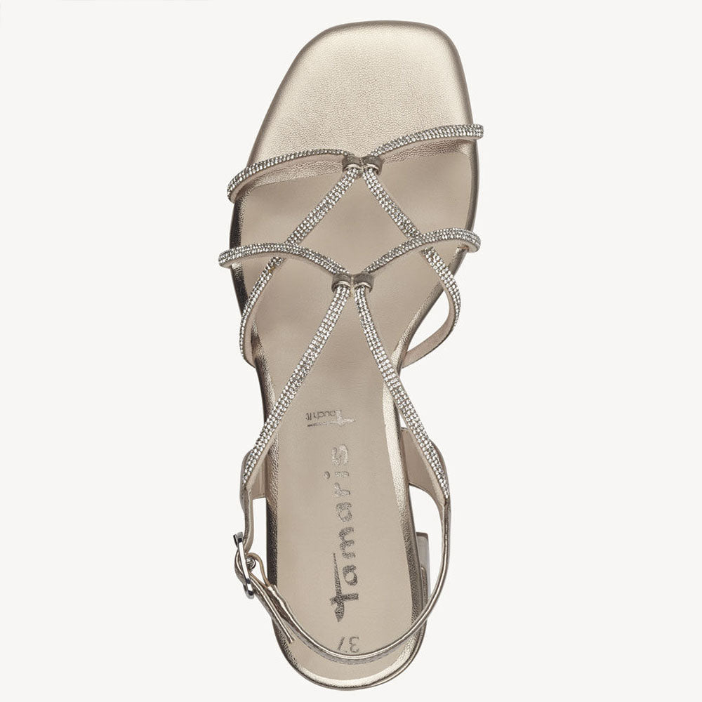 Sandalo da donna Tamaris in ecopelle con strass