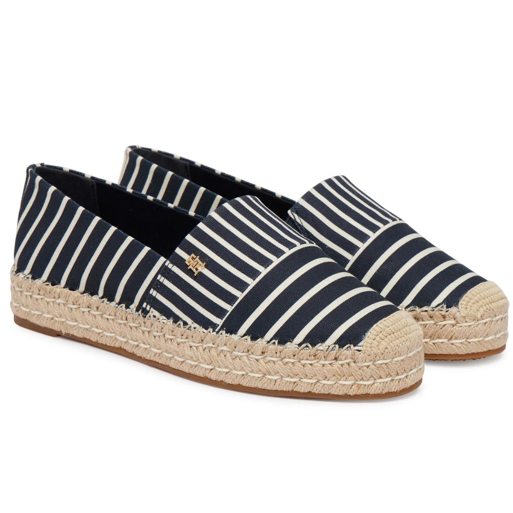Tommy Hilfiger Espadrillas in tela a righe con plateau donna FW0FW09143