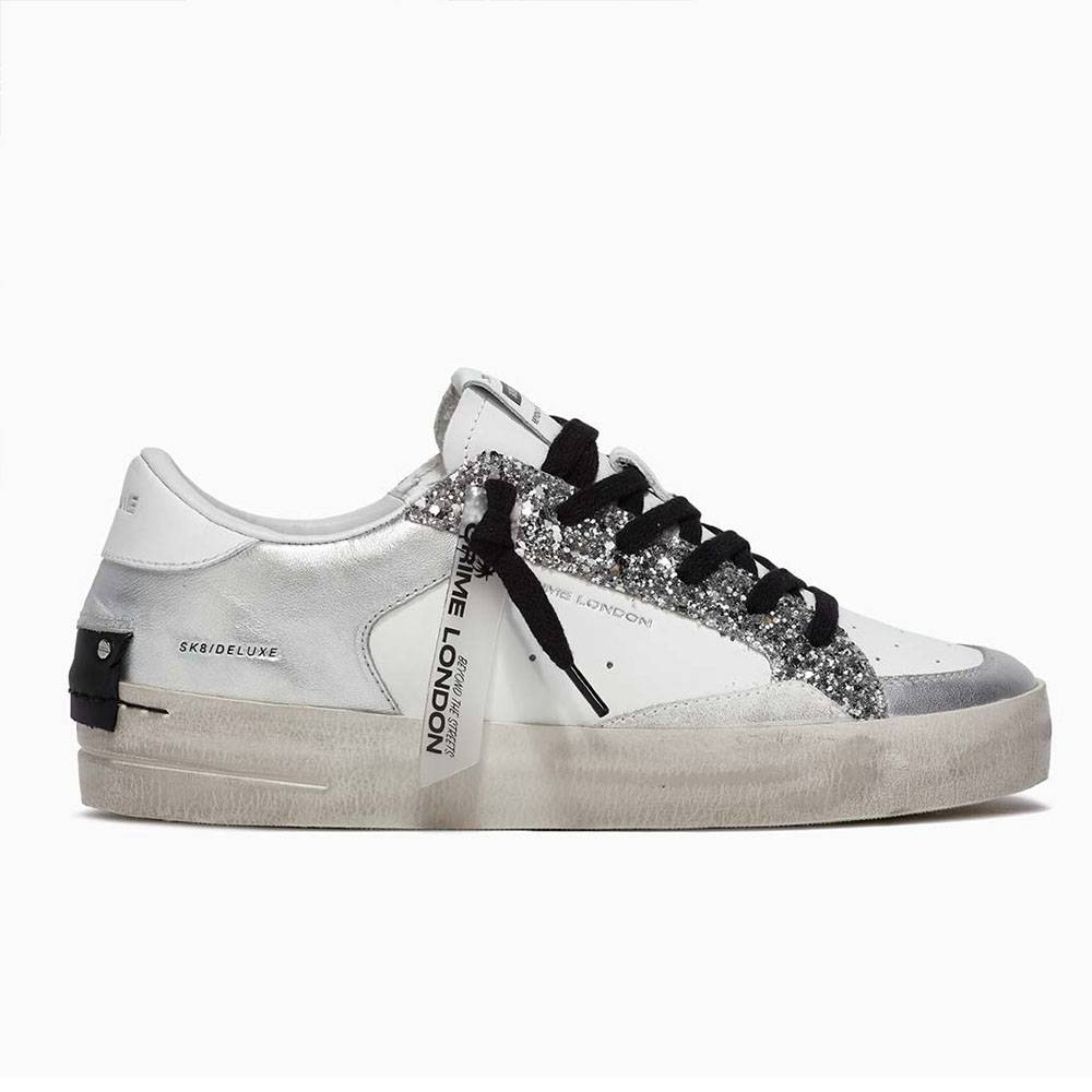 Crime London Sneakers da donna in pelle silver glam 26102