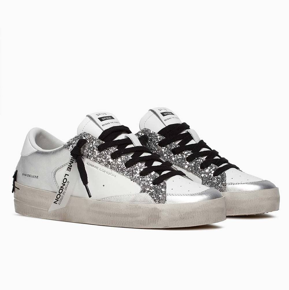 Crime London Sneakers da donna in pelle silver glam 26102