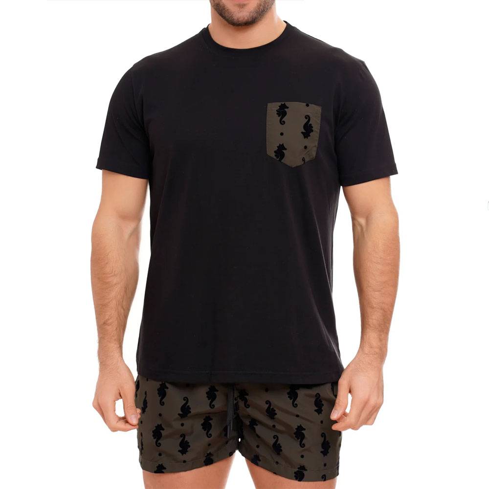 T-shirt da uomo Move cavallucci nero TS-FLOCK-NERA