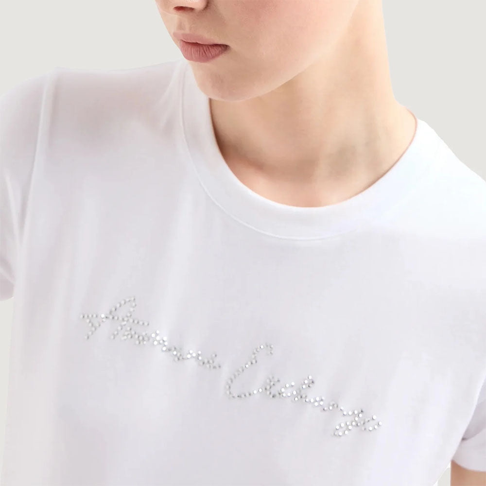 Armani Exchange T-shirt da donna con logo glitterato
