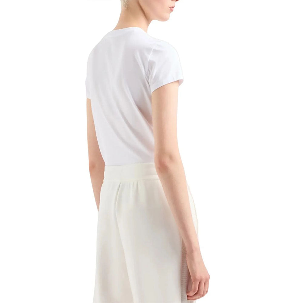 Armani Exchange T-shirt da donna con logo glitterato