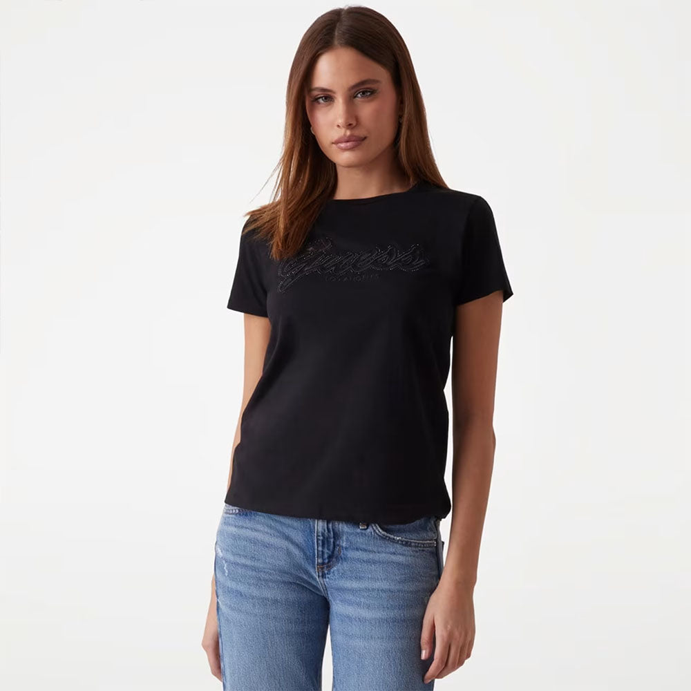 Guess T-shirt da donna con logo in pizzo W5RI08K9RM1