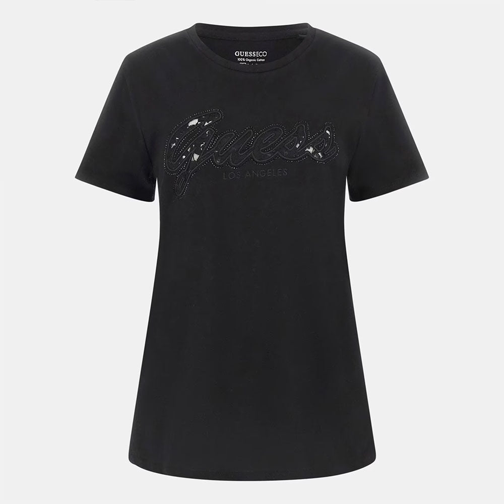 Guess T-shirt da donna con logo in pizzo W5RI08K9RM1