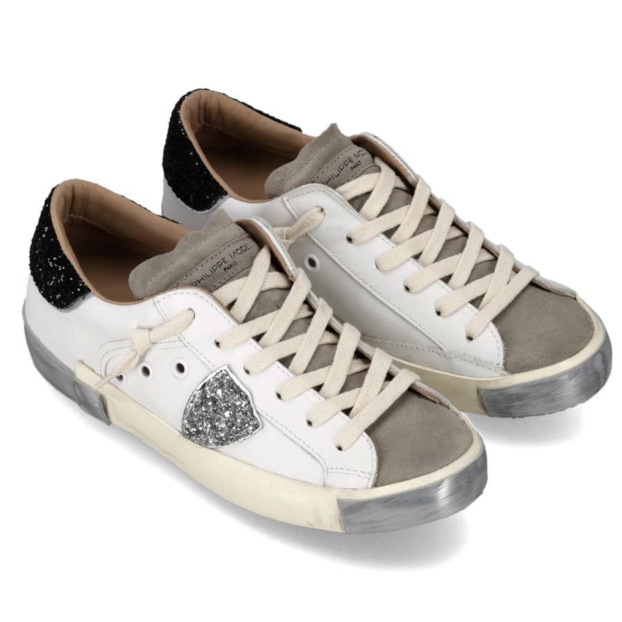 Philippe Model Sneakers Prsx Donna, Bianco Nero Argento PRLD-VG09