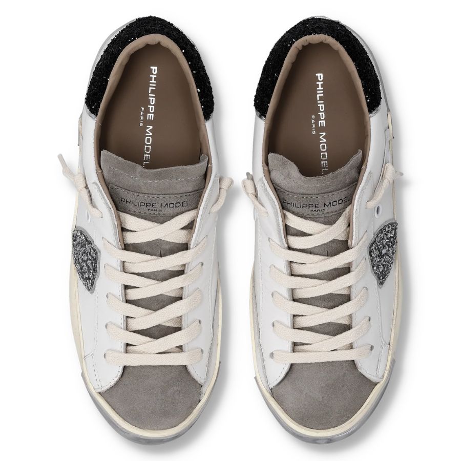 Philippe Model Sneakers Prsx Donna, Bianco Nero Argento PRLD-VG09