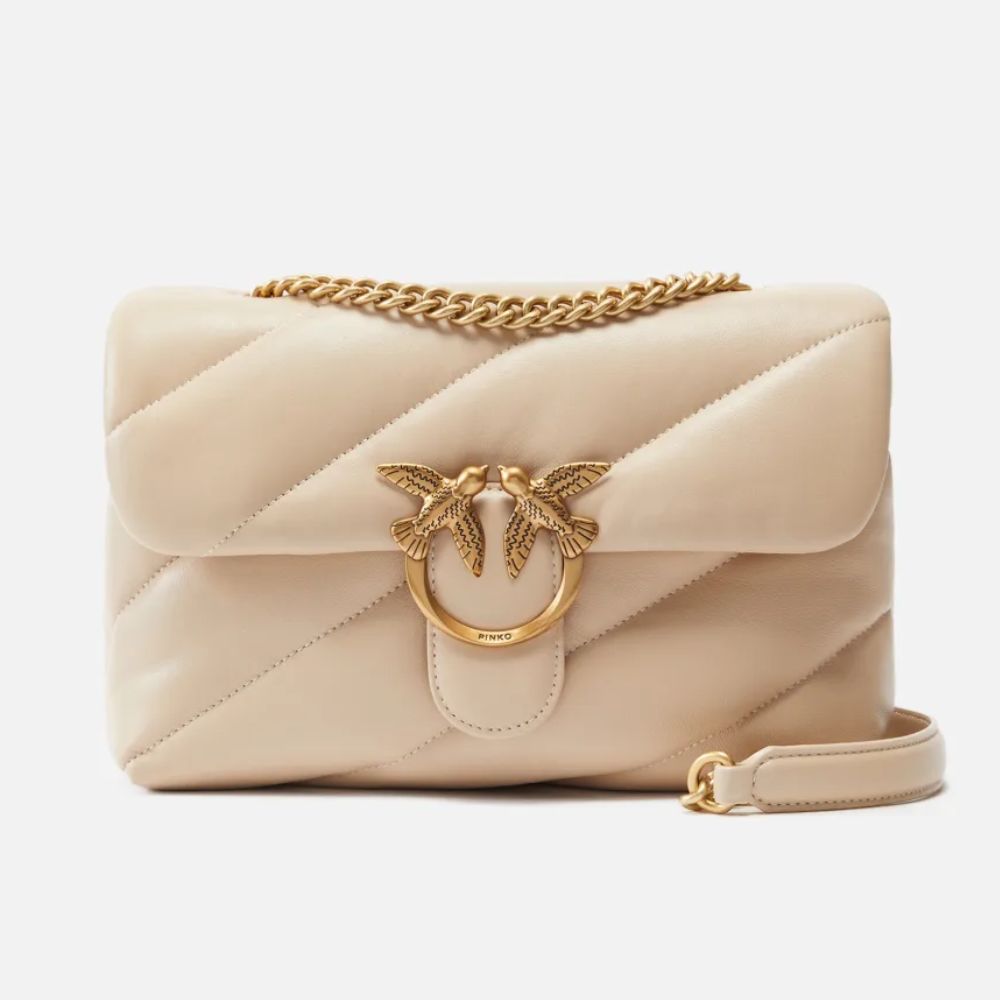Pinko borsa a tracolla media Love Bag Puff in nappa trapuntata con catena 100038-A0F2