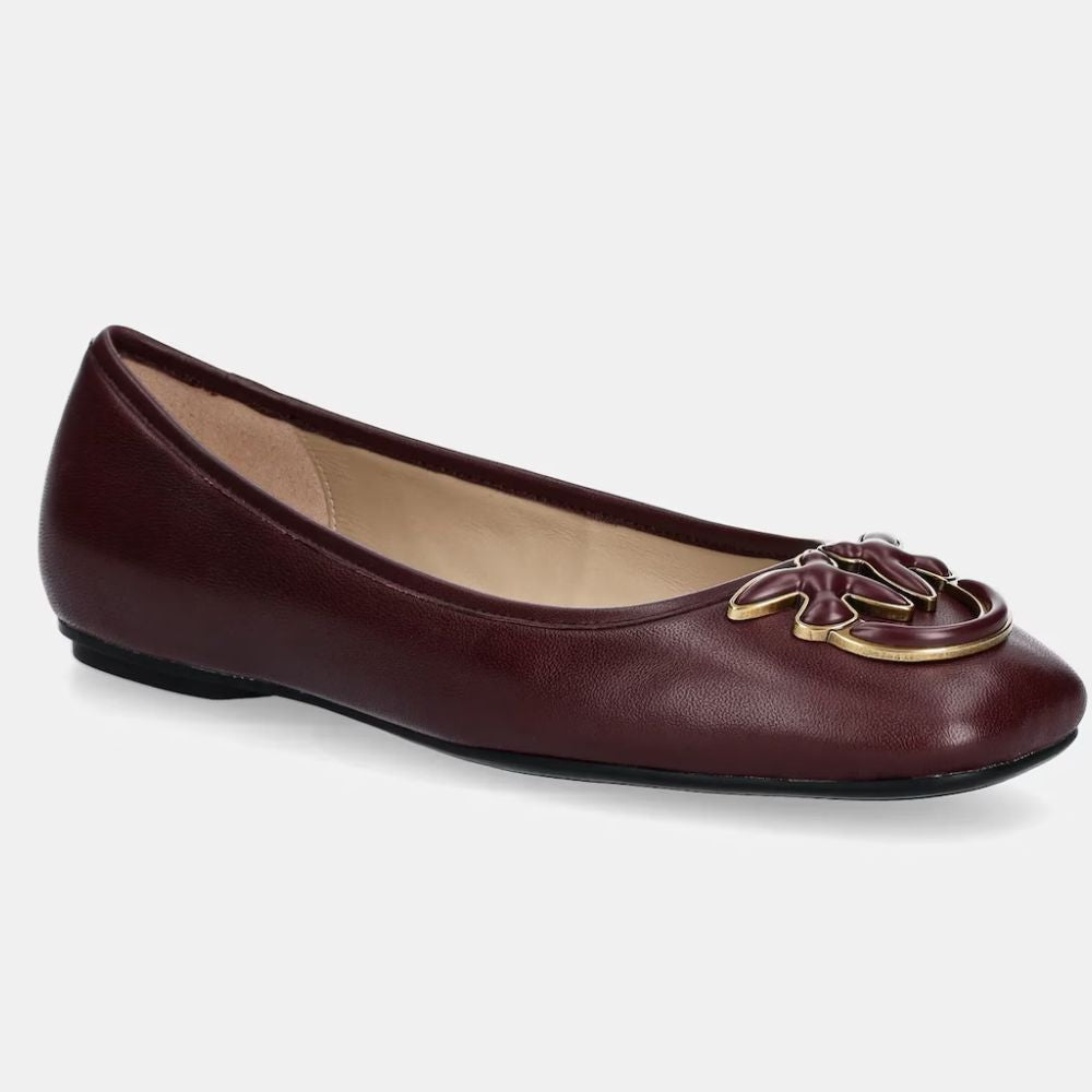 Pinko ballerine flat in nappa con logo Love Birds SD0379P003